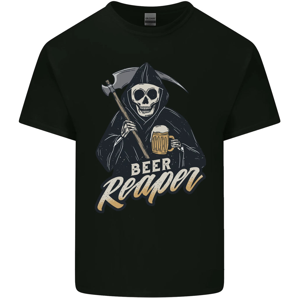 Beer Grim Reaper Skull Biker Alcohol Mens Light Cotton T-Shirt