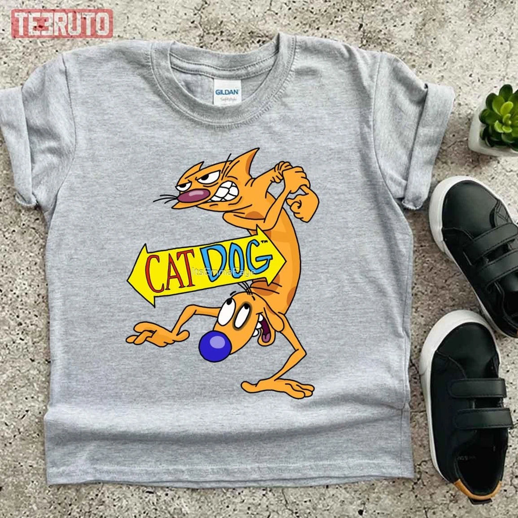 Cat Daawwwgg Catdog Funny Cartoon Unisex T-Shirt - S-5XL