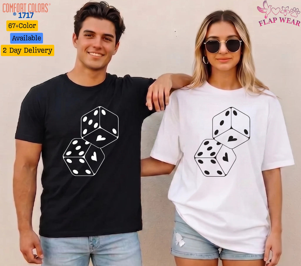 Unisex Lucky in Love Heart Dice T shirt Men T shirt Women valanity day Romantic