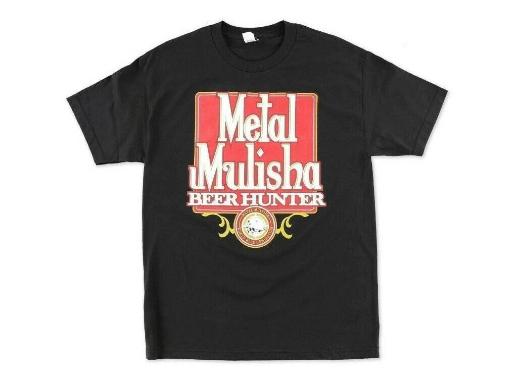 Metal Mulisha BEER HUNTER Black Red White Gold Screenprint Men's T-Shirt