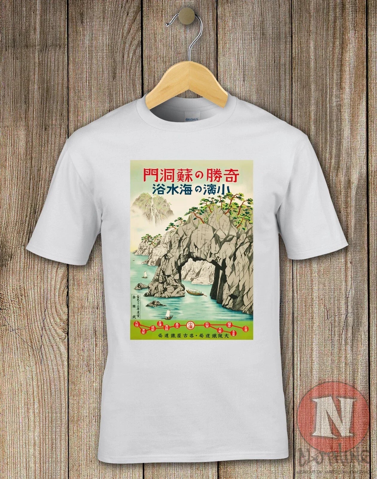 Japanese Travel Poster Aesthetic Japanese Classic Coastal 1930's Art Unisex , , , Long Sleeve Tee