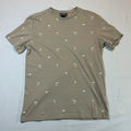 H&M Tan Short Sleeve with Costal/Tropic White Minimalist Designs, Size S Unisex , , , Long Sleeve Tee