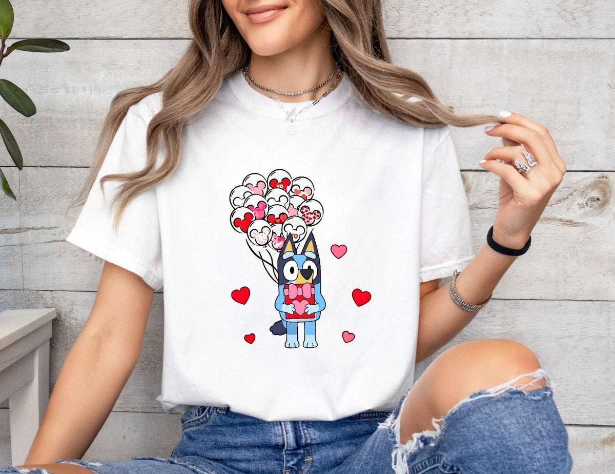 Bluey Valentines Day Shirt, Cute Bluey Dog Valentine , Valentine Gift Tee Unisex , , , Long Sleeve Tee
