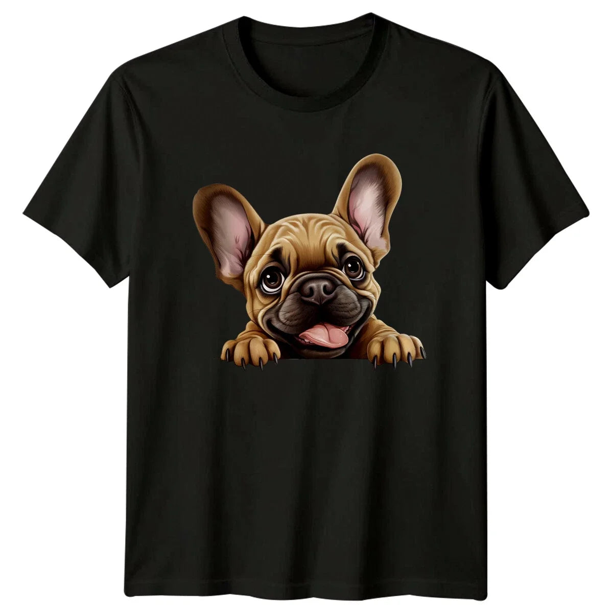 Cute French Bulldog Puppy Peekaboo Graphic Unisex , , , Long Sleeve Tee