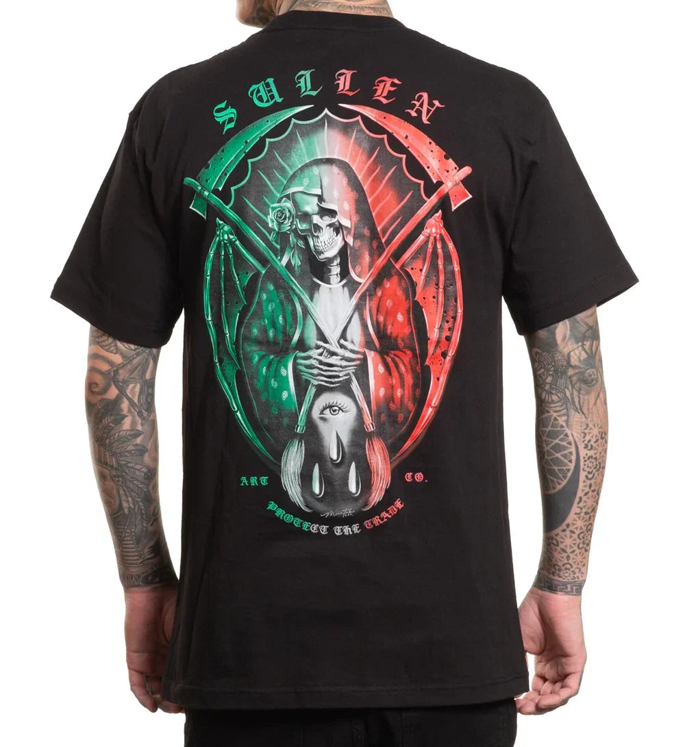 Sullen Pin Up Street Life Americana Punk Tattoo Art Mens Tee DE LA MUERTE MEX Unisex , , , Long Sleeve Tee