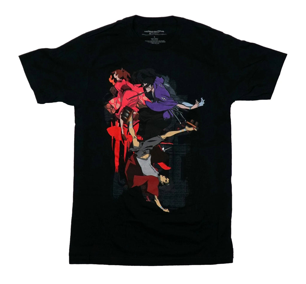 Samurai Champloo New Adult T-Shirt - 3 Fighters Above Upside Down Fighter