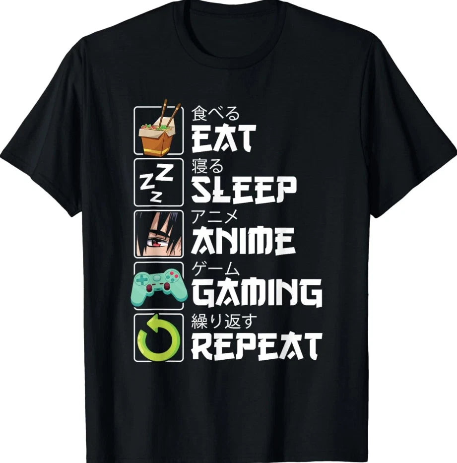 Eat Sleep Anime Gaming Repeat Kawaii Otaku Anime Manga Gift Unisex T-Shirt