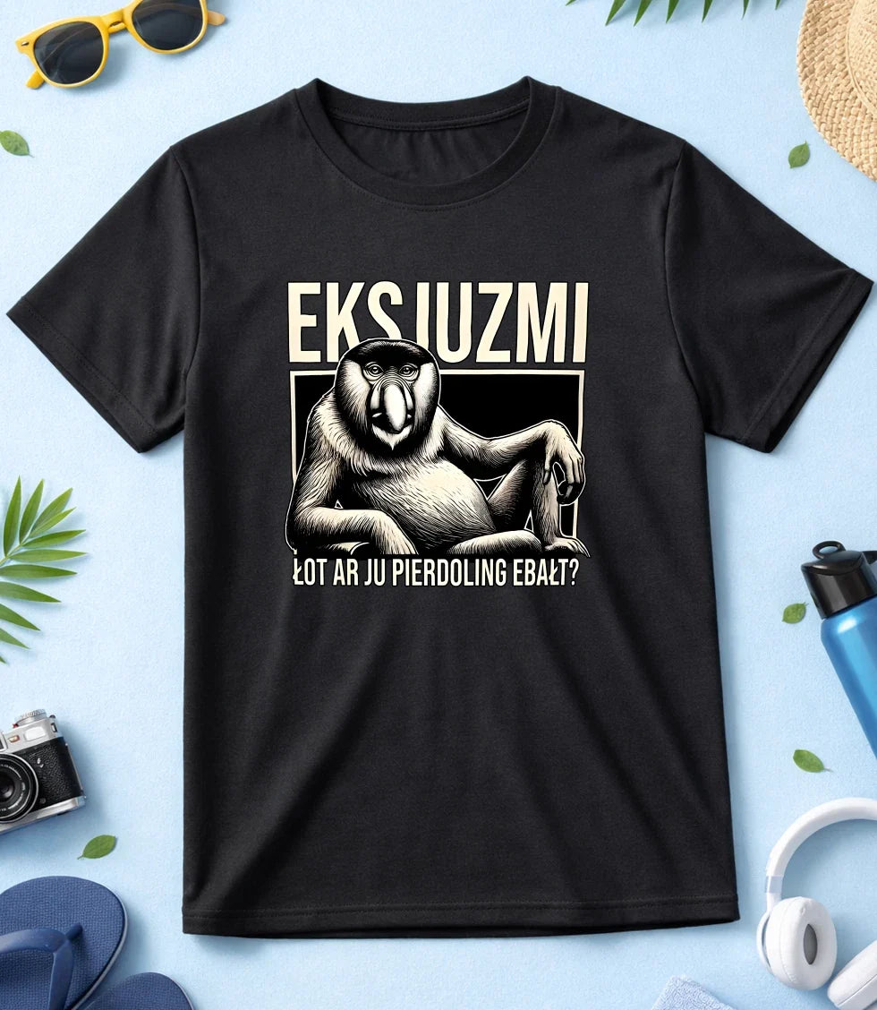 JANUSZ Animal Print & EXKJUZMI White-Black Men/ Women T Shirt KA81 Unisex , , , Long Sleeve Tee