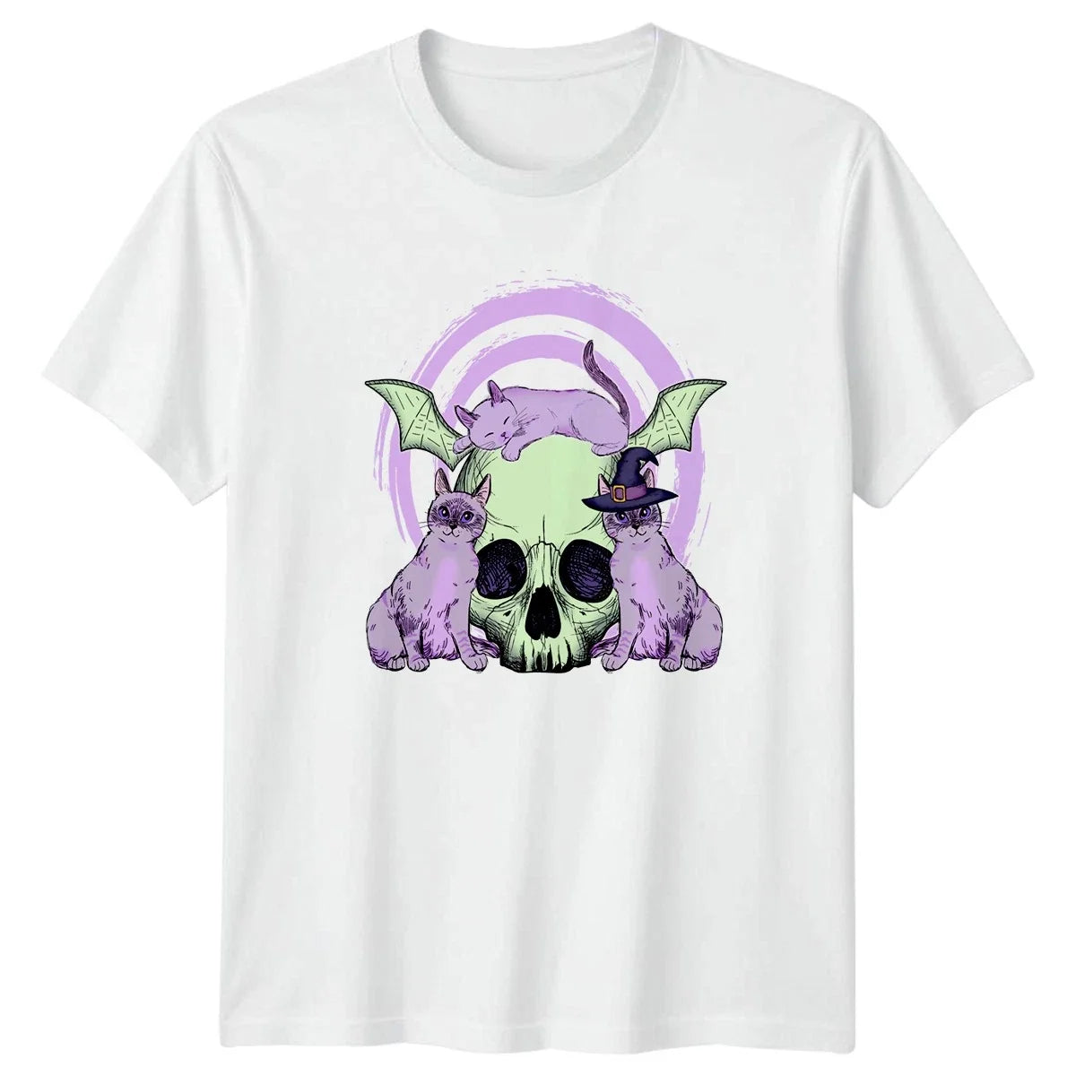 Pastel Goth Cute Cat Skull Kawaii Goth Halloween Aesthetic Halloween Unisex , , , Long Sleeve Tee