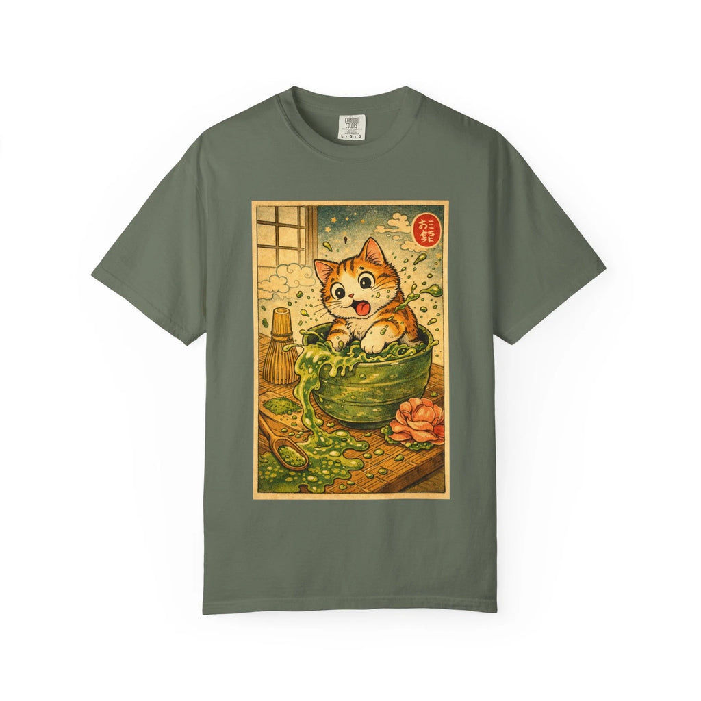 Kawaii Cat in Bowl T-Shirt | Vintage Japanese Cat Illustration