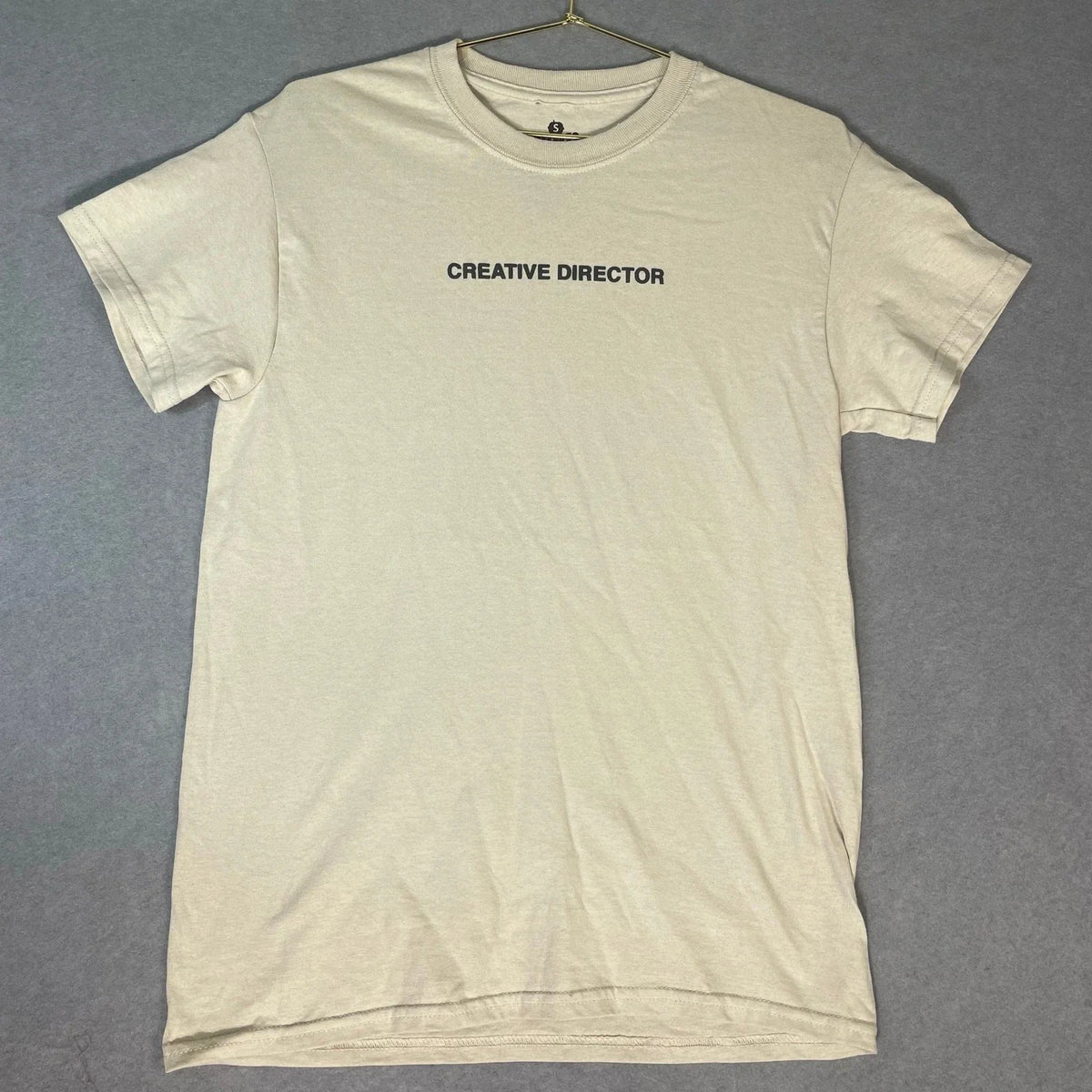 Goodie Two Sleeves Creative Director Graphic T Shirt Small Beige Cotton Unisex , , , Long Sleeve Tee