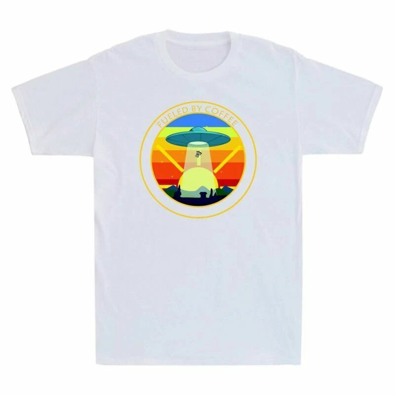 Design Cotton Space By Alien Coffee Tee Aliens Men's Driven Fueled UFO By Funny