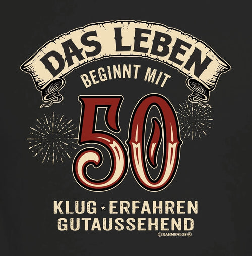 50th Birthday Men's T-Shirt Life Begins At 50 Funny Quote Shirt