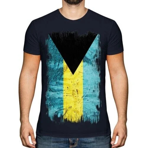 BAHAMAS GRUNGE FLAG MENS TEE TOP BAHAMIAN SHIRT FOOTBALL JERSEY GIFT Unisex , , , Long Sleeve Tee
