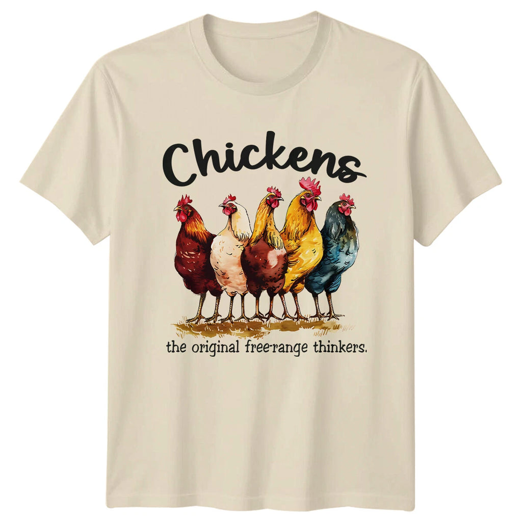 Chickens Original Free-Range Thinkers Animal Pun Funny Quote T-Shirt