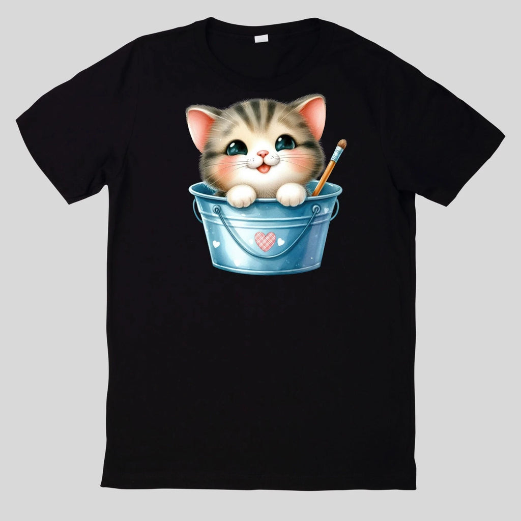 Cute Animal In Bucket Cotton T-Shirt Fun Fun Sayings Funny Cartoon
