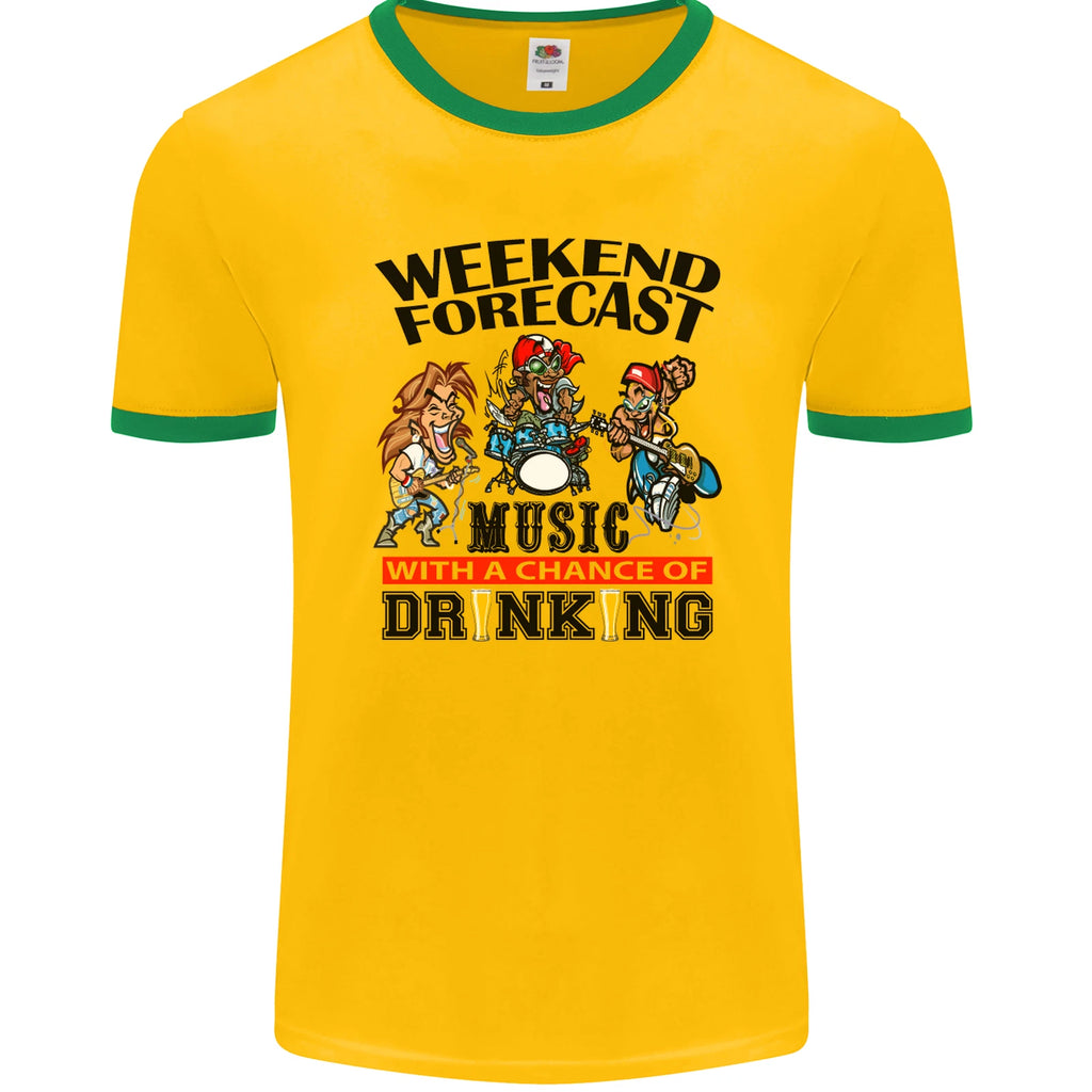 Music Weekend Forecast Alcohol Beer Mens Ringer T-Shirt FotL