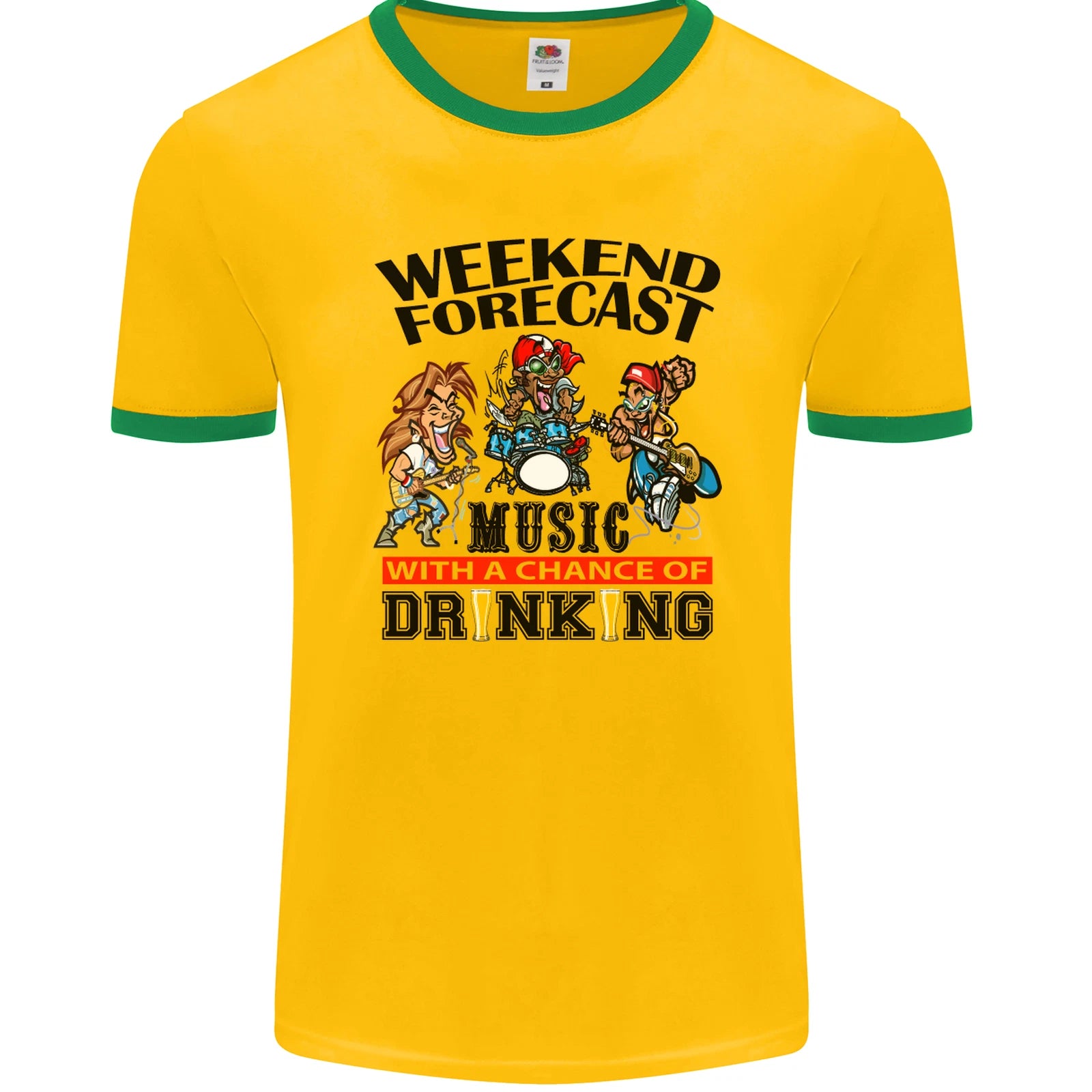Music Weekend Forecast Alcohol Beer Mens Ringer T-Shirt FotL