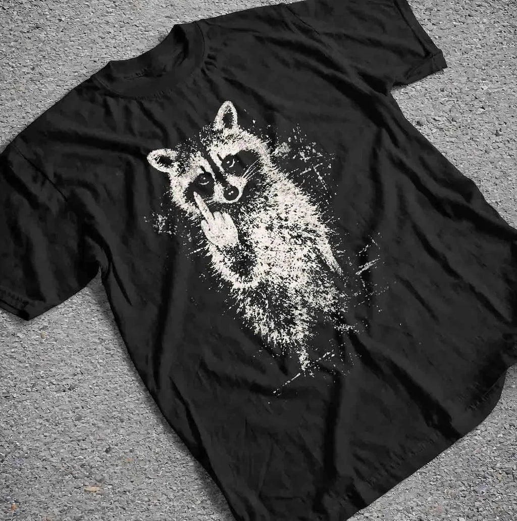Funny Sarcastic Raccoon Shirt Middle Finger Trash Panda Tee Sassy Graphic Tshirt