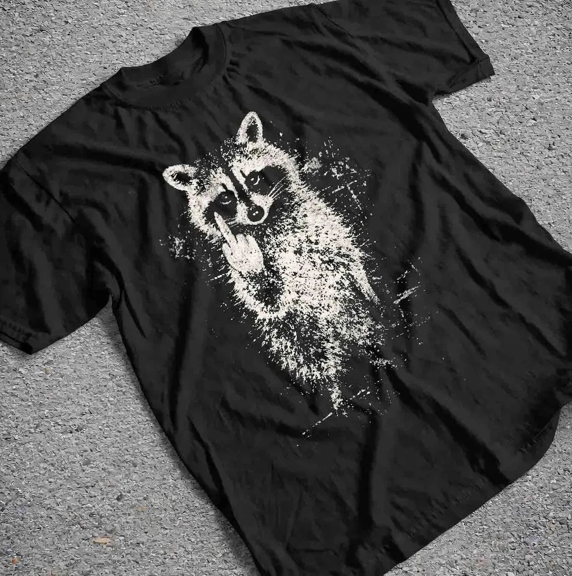 Funny Sarcastic Raccoon Shirt Middle Finger Trash Panda Tee Sassy Graphic Tshirt