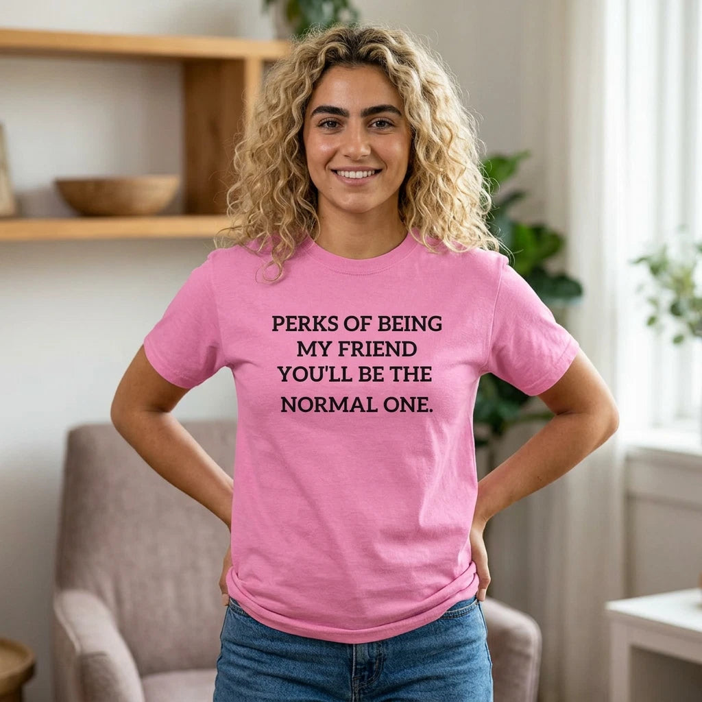 Perks of Being My Friend Funny Quote Tee | Sarcastic Friendship Shirt