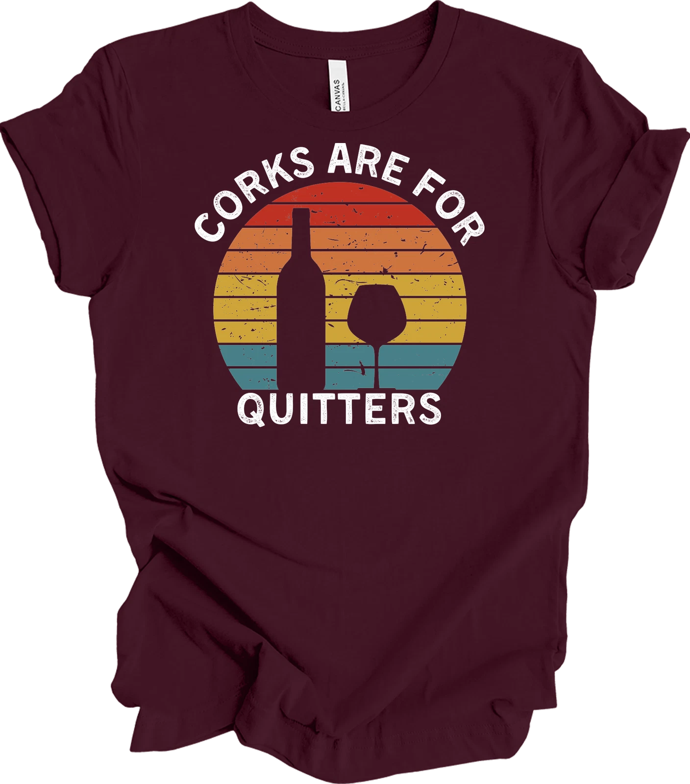 Corks Are For Quitters Shirt Funny Wine Vintage Retro Sunset Wine Lover Gift Tee
