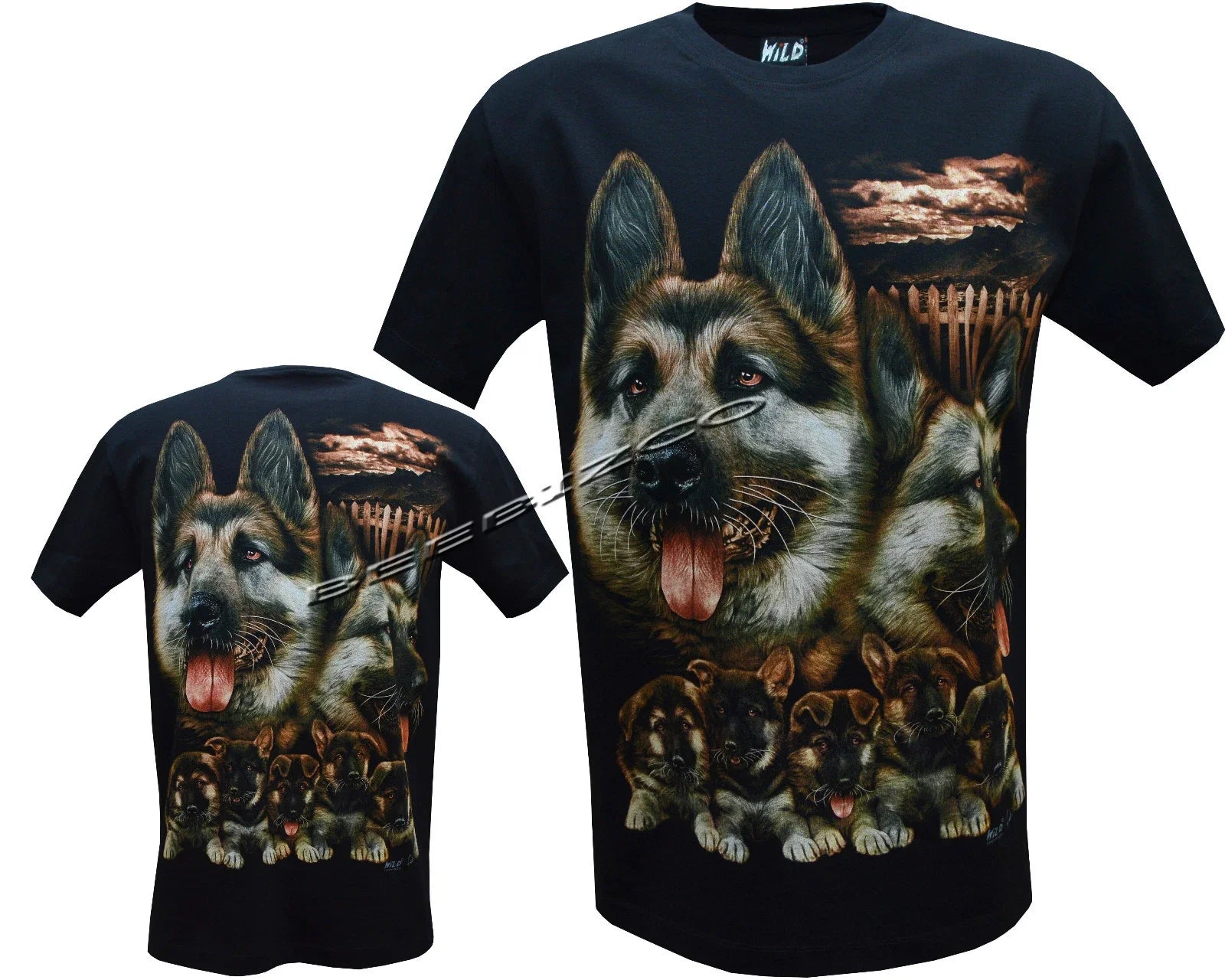 German Shepherd Alsatian & Cute Puppies Baby Dogs Family Herders by Wild Unisex , , , Long Sleeve Tee