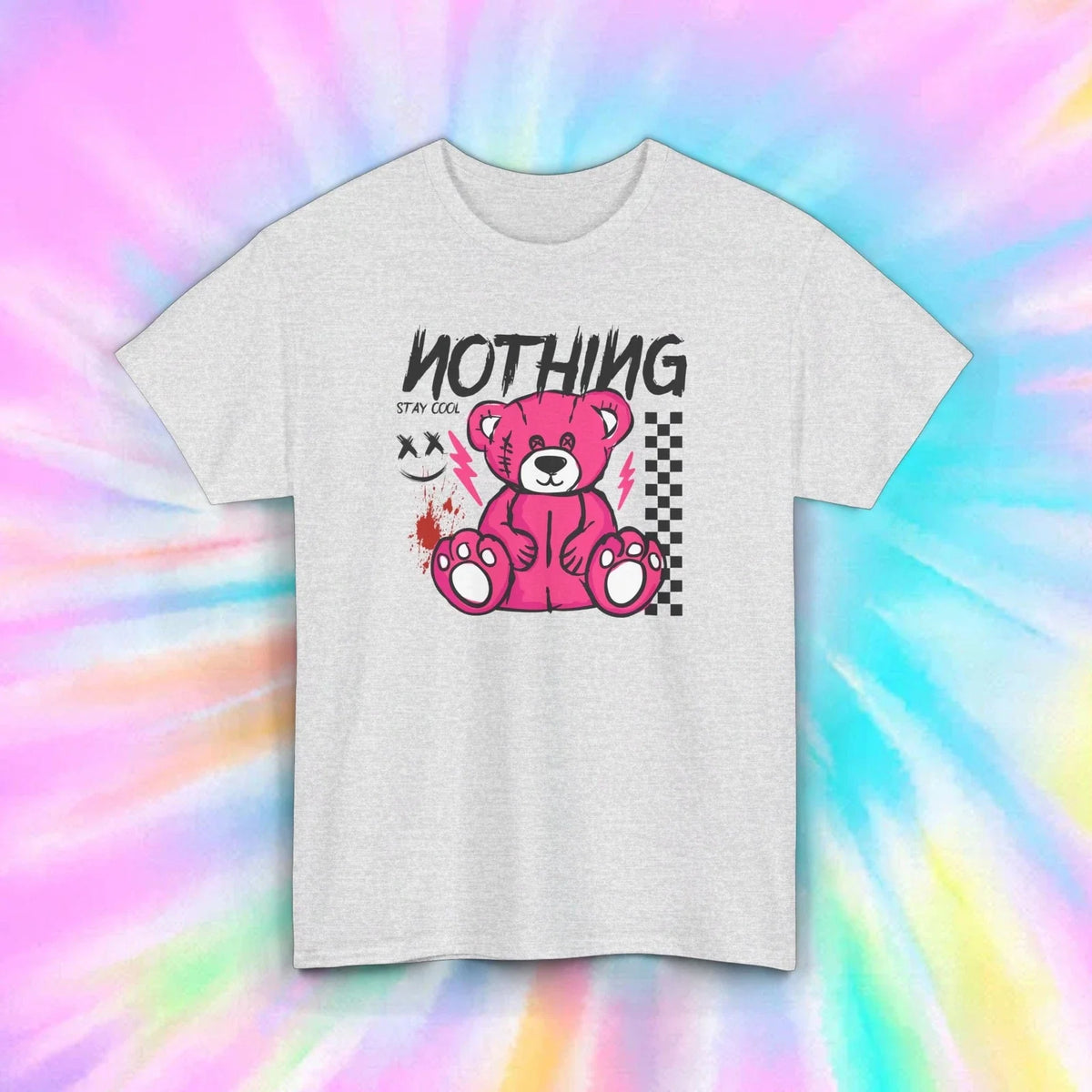 Nothing | Pink Teddy Bear Graphic | Edgy Streetwear Aesthetic | S-5XL Unisex , , , Long Sleeve Tee