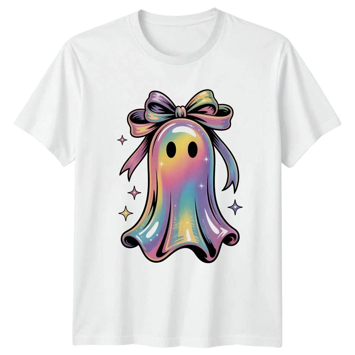 Cute Pastel Rainbow Ghost With Womens Kawaii Spooky Halloween Unisex , , , Long Sleeve Tee