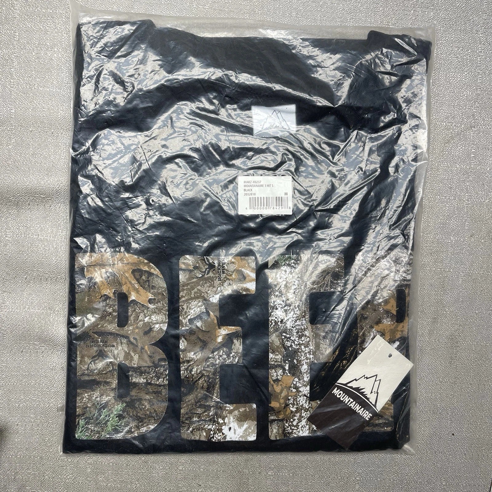 Mountainaire Beer Season Camouflage Print Men’s M Black T-Shirt