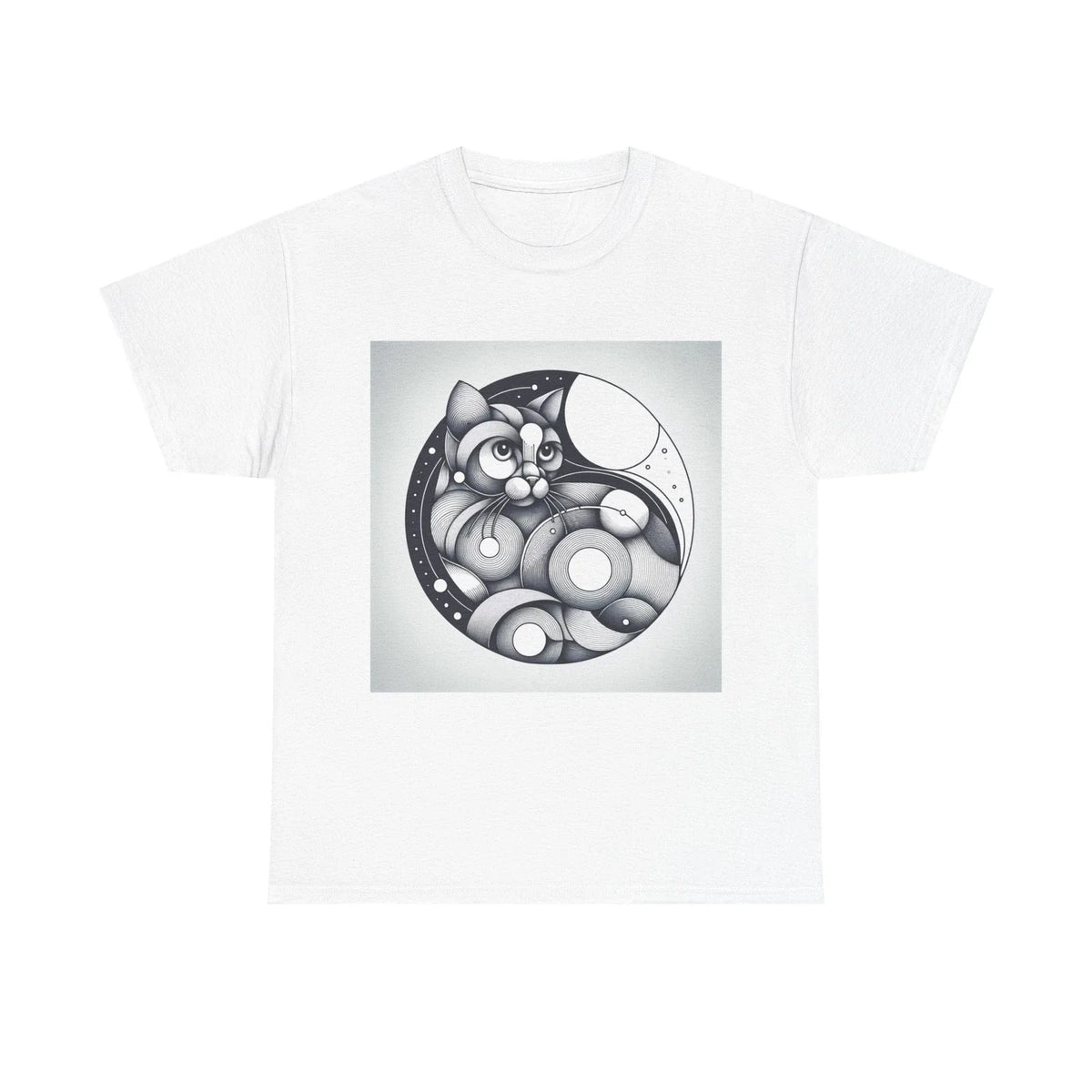 Unisex Adult T Shirt Geometric Line Art Cat Silver Minimalist Unisex , , , Long Sleeve Tee