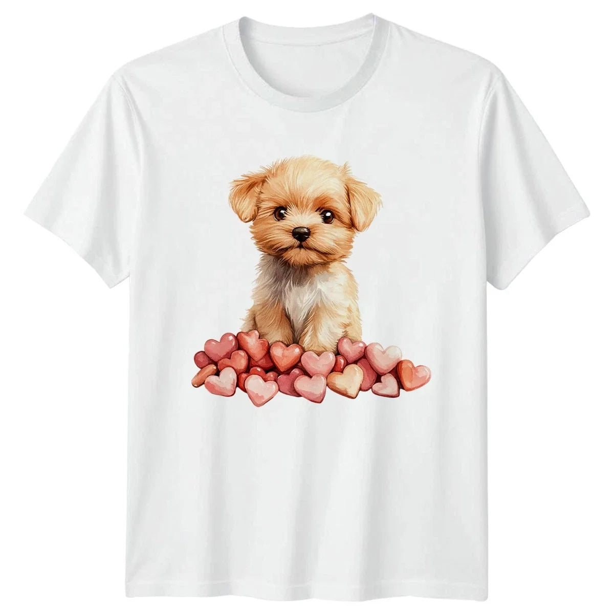 Yorkshire Terrier Puppy Hearts Mens Womens Tee Graphic Unisex Top Unisex , , , Long Sleeve Tee