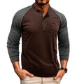Mens Henley Shirt Casual Shirts Long Sleeve Button Tops Blouse
