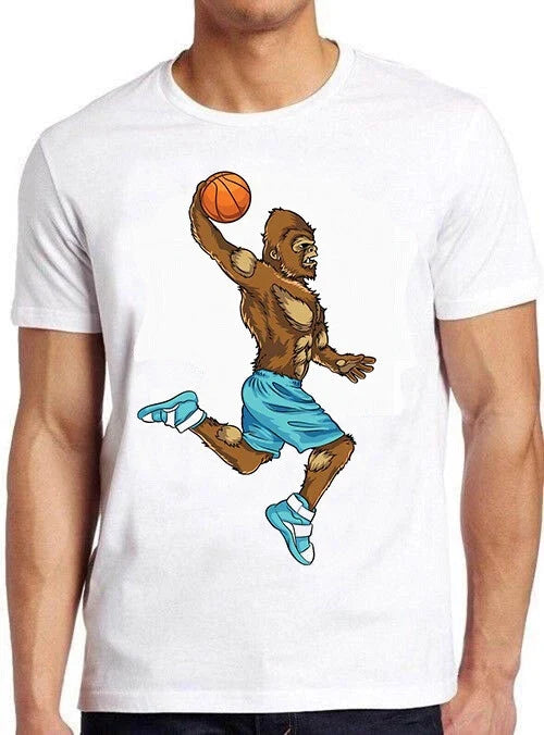 Bigfoot Playing Basketball Funny Cool Meme Cult Movie Gift Tee T Shirt M782 Unisex , , , Long Sleeve Tee