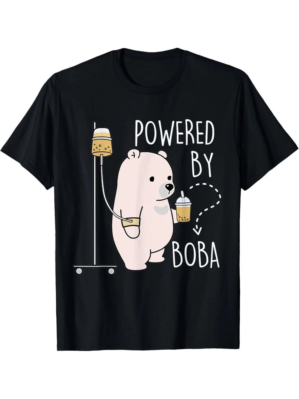 Cute Polar Bear Bubble Tea Powered By Boba Kawaii T-Shirt Summer Comfortable Cas