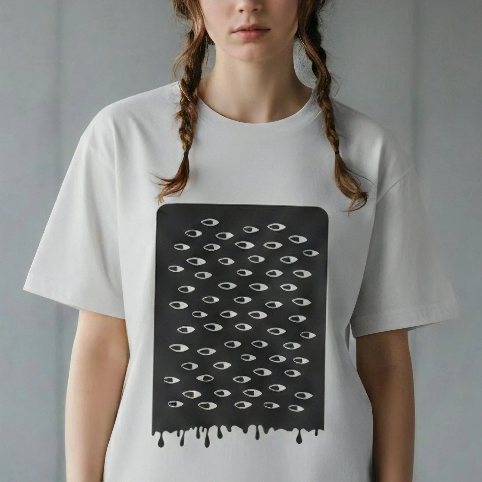 Dripping Eyes Graphic Minimalist Gothic Horror Aesthetic Streetwear Unisex , , , Long Sleeve Tee