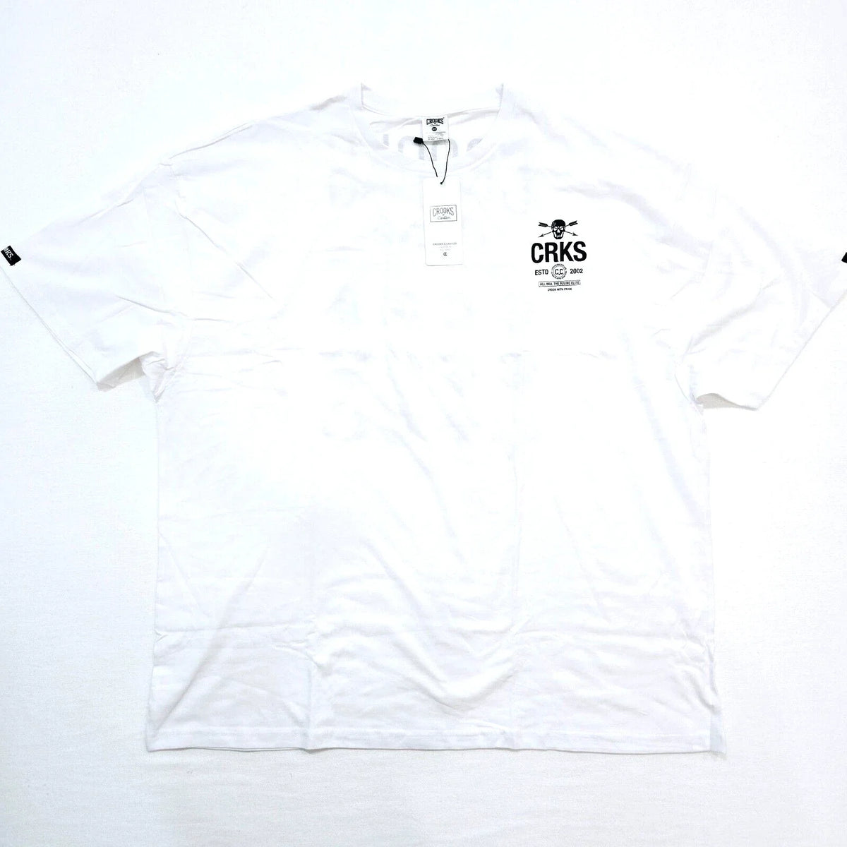 Crooks and Castles Big & Tall Men's Design Black & White Short Sleeve Unisex , , , Long Sleeve Tee
