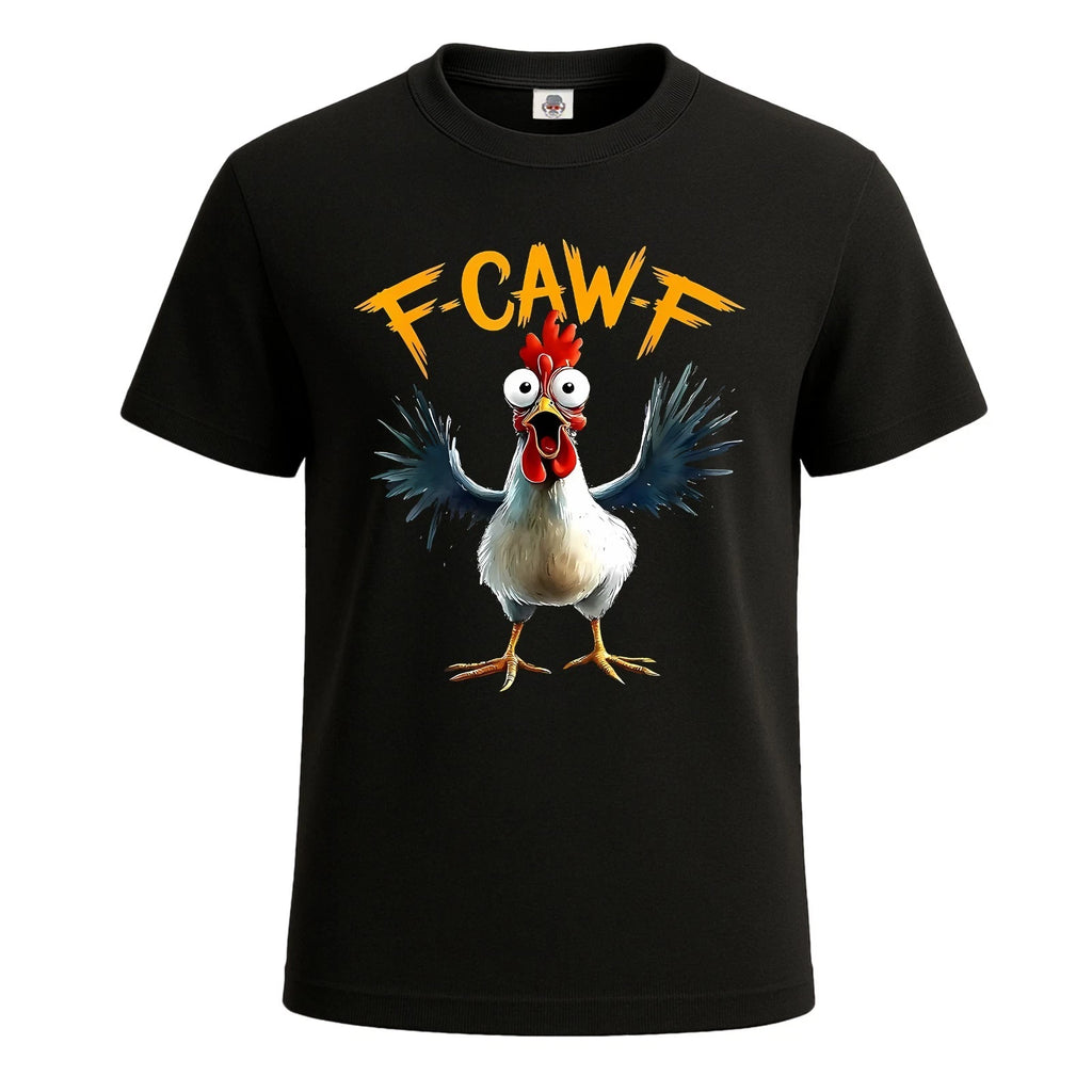 F Caw F White Cock Graphic Print Novelty Joke Funny Men's T-shirt Tee Top