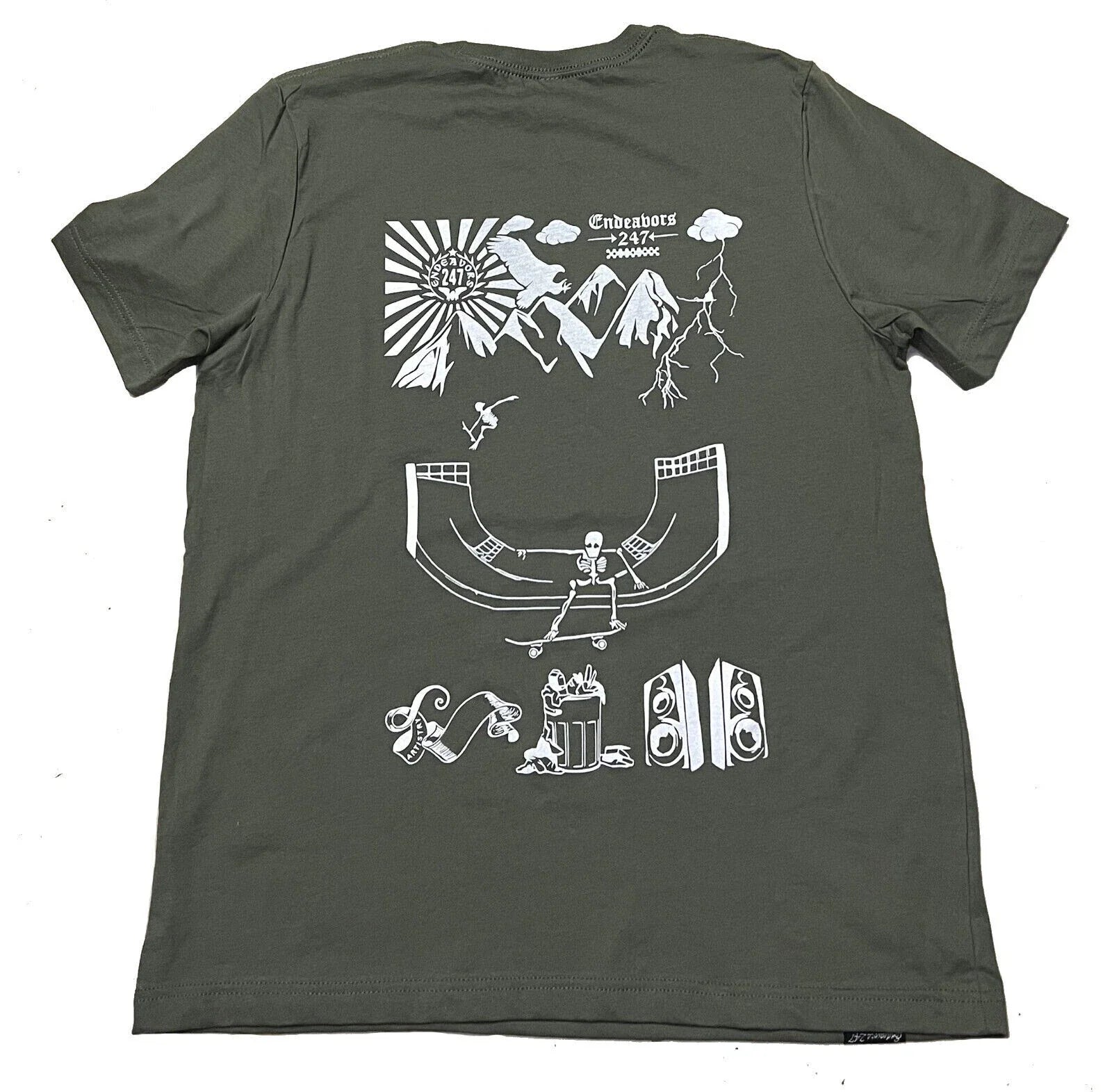 Endeavors247 At The Skate Park Skateboarding Vol.1 Issue Military Green T Shirt Unisex , , , Long Sleeve Tee