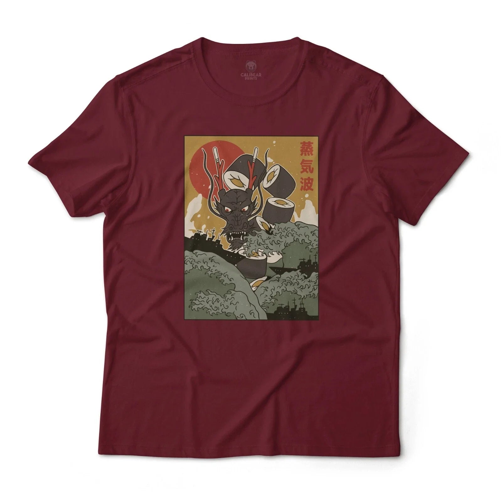 Dragon Sushi Japanese Art Aesthetic Graphic Unisex Lightweight Cotton Unisex , , , Long Sleeve Tee