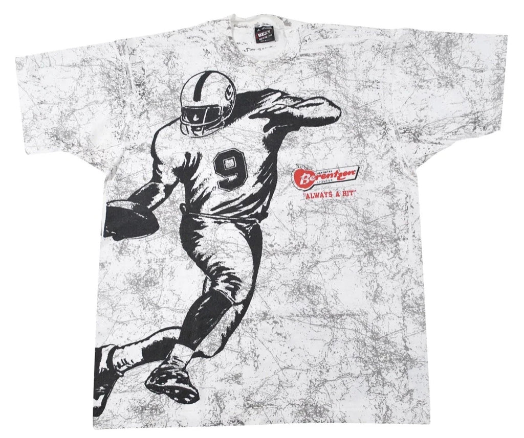 Vintage Berentzen Liquor Always a Hit! All Over Print Football 90s Shirt Large