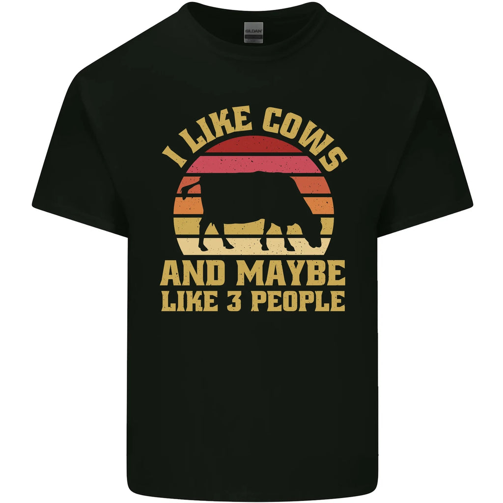 I Like Cows & 3 People Funny Sarcastic Slogan Mens Cotton T-Shirt Tee Top