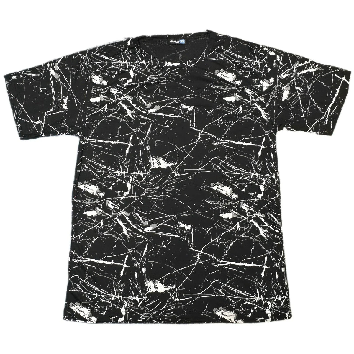 Deebka Abstract Splatter Graphic TShirt Mens LG Black White Excellent Cotton (B) Unisex , , , Long Sleeve Tee
