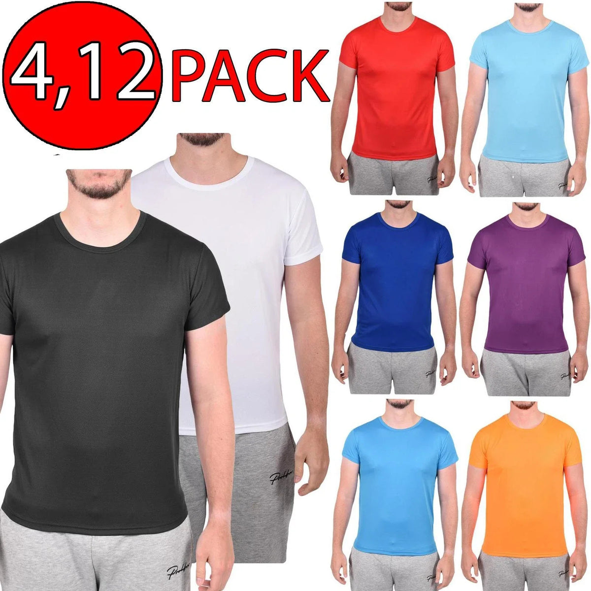 4, 12 Pack Mens Breathable T Shirt Cool Quick Dry Sports Running Wicking Gym Top Unisex , , , Long Sleeve Tee