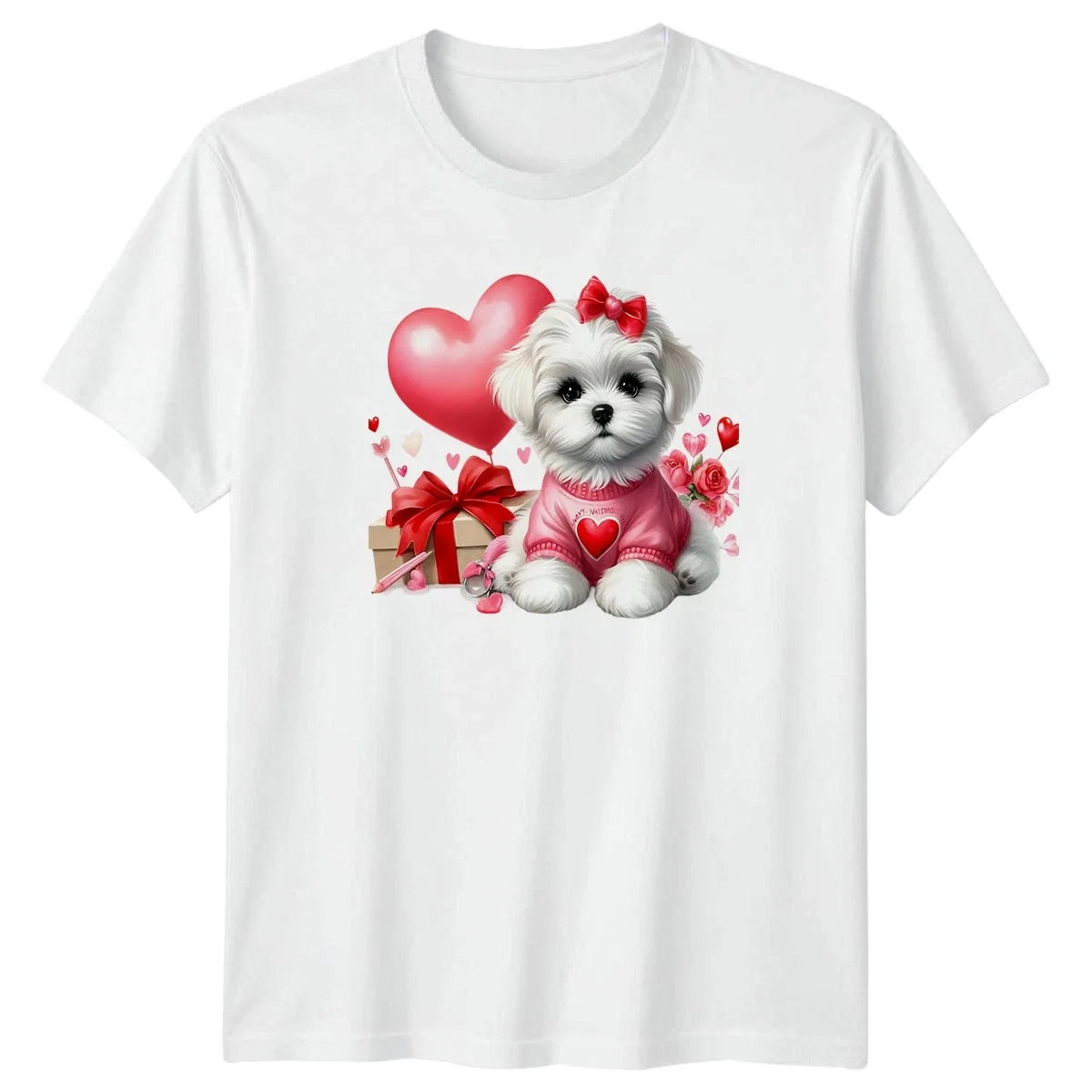 Puppy Valentines Day Dogs Mens Womens Tee Graphic Unisex Top Unisex , , , Long Sleeve Tee