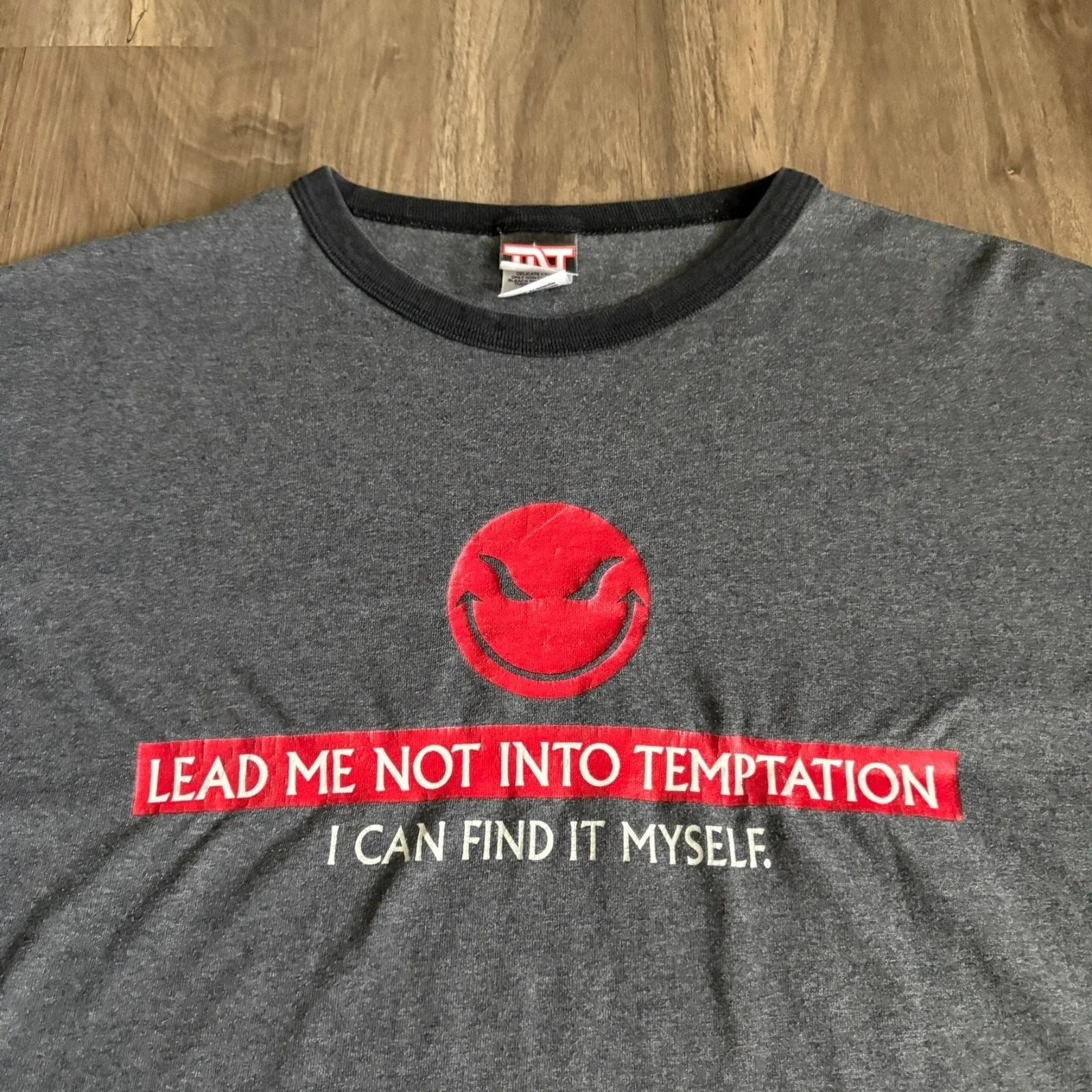 Vintage Y2K Evil Face Lead Me Not To Temptation Size XL Skate Grunge Unisex , , , Long Sleeve Tee