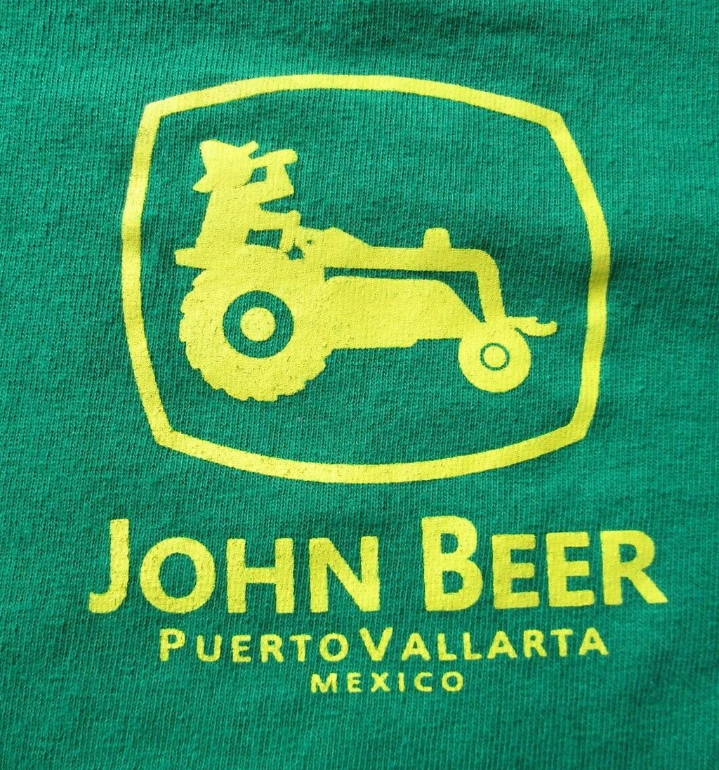JOHN BEER Puerto Vallarta MEXICO green short slv t-shirt men M YAZBEK NWOT NICE!