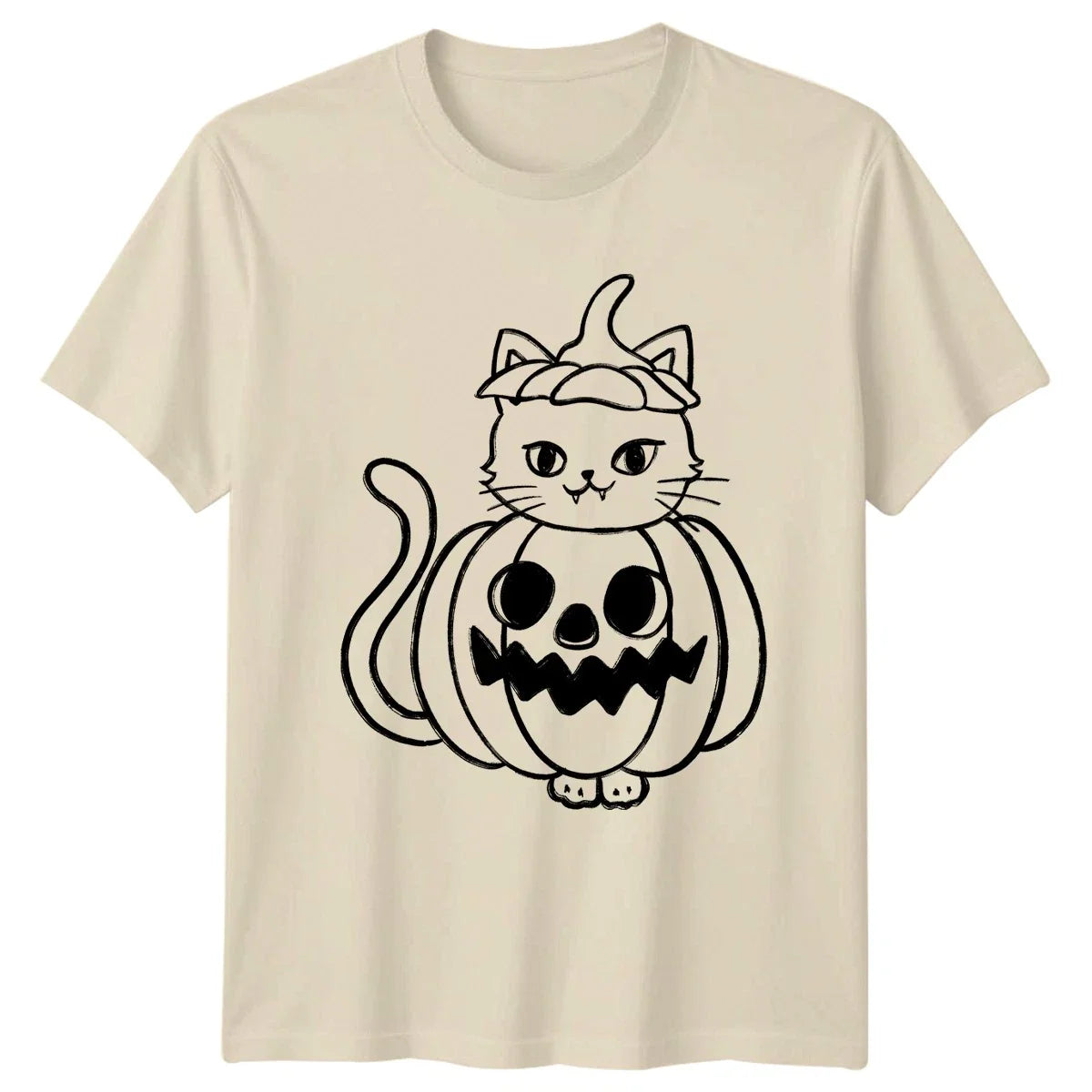 Cute Cat Pumpkin Jack O Lantern Spooky Cute Halloween Unisex , , , Long Sleeve Tee