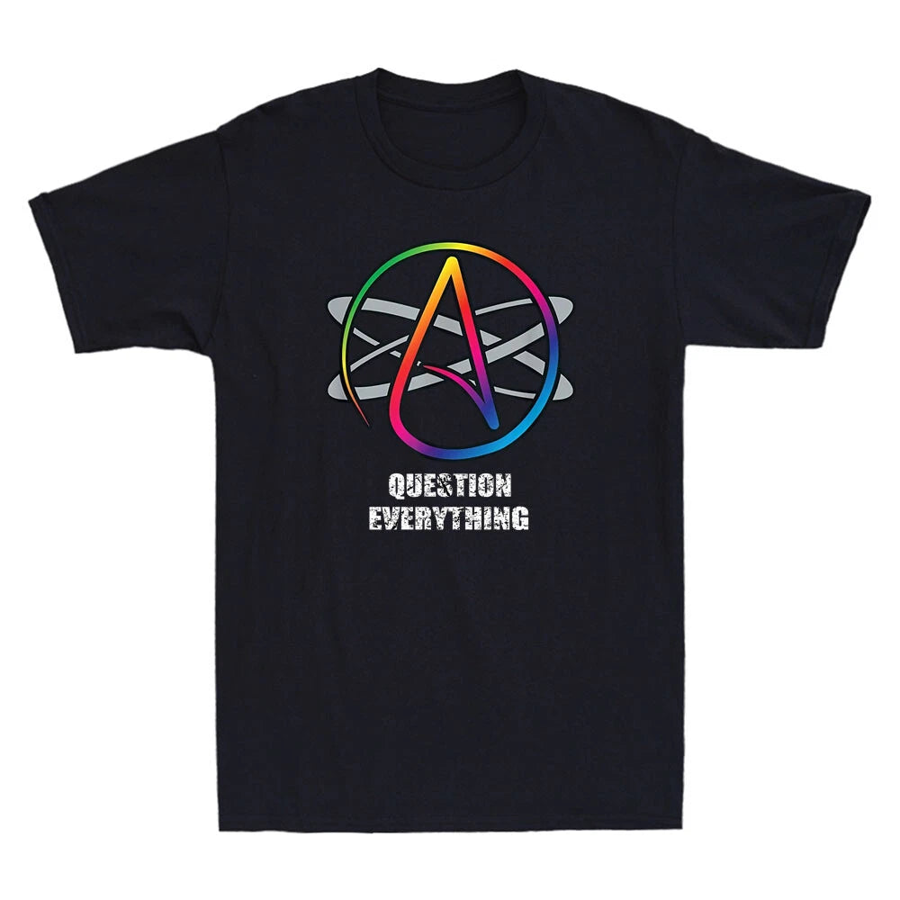 Atheist Logo Atom Symbol Question Everything Novelty Men's Short Sleeve T-Shirt