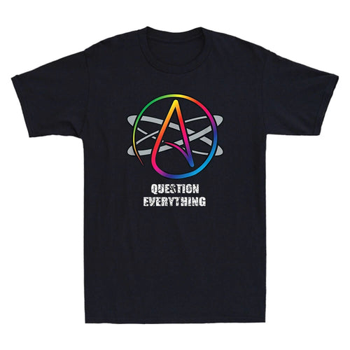 Atheist Logo Atom Symbol Question Everything Novelty Men's Short Sleeve T-Shirt